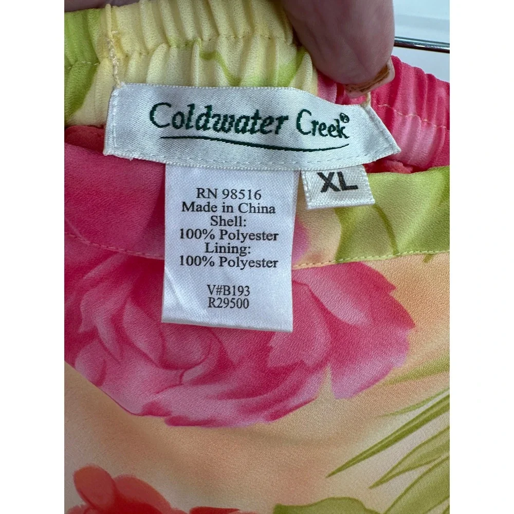 Coldwater Creek Maxi Skirt Womens XL Floral Chiffon Flowy Retro Romantic Garden